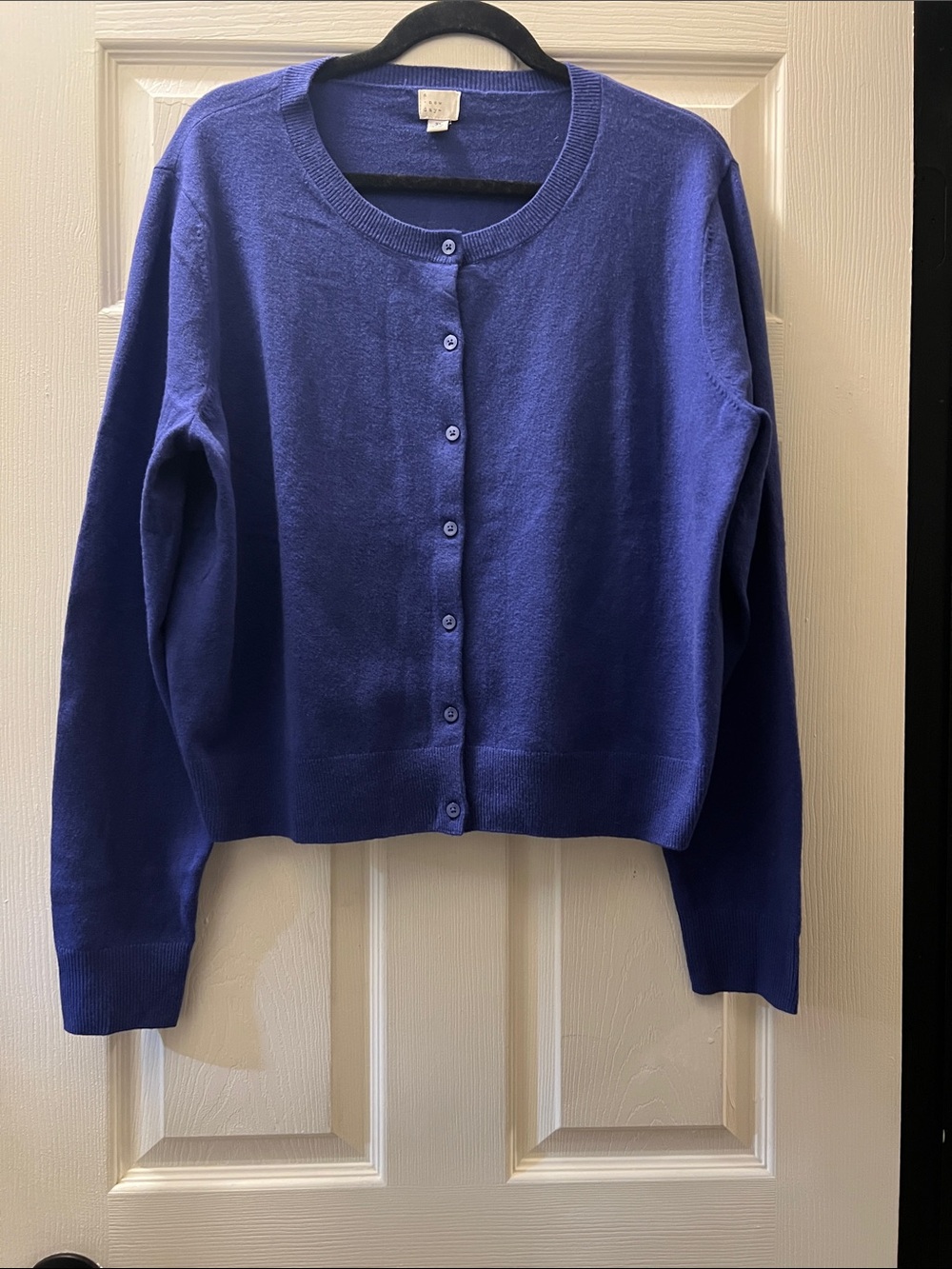 a new day Royal Blue Button-Up Crewneck Cardigan
